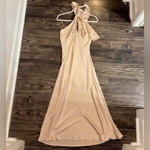 Le Lis Backless Tan Maxi Dress